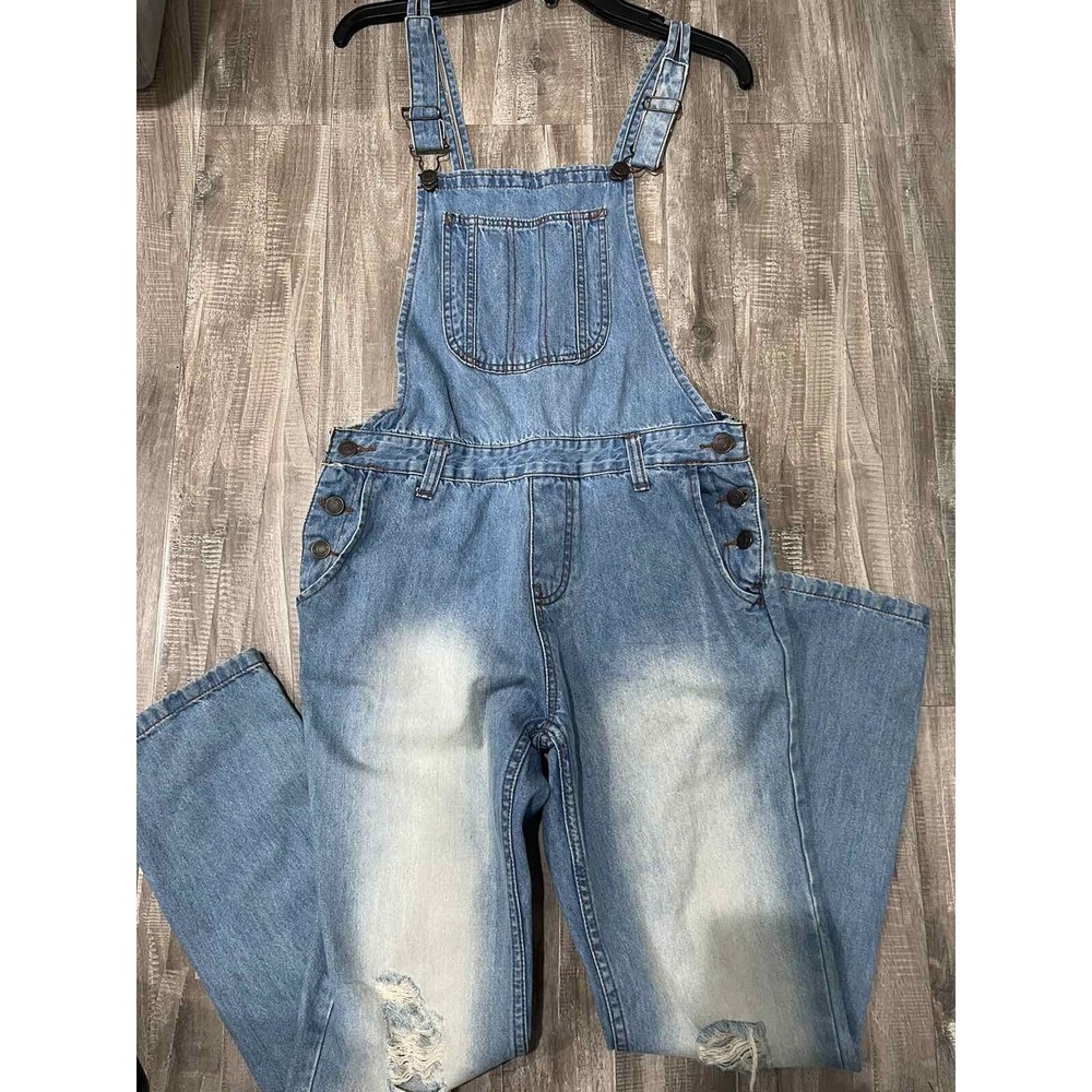 MO JEANS Mom Overall Y2K preppy Regular Stretch Light Wash Blue Denim 36 A005310